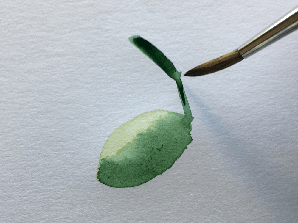 濃いグリーンで茎を描く