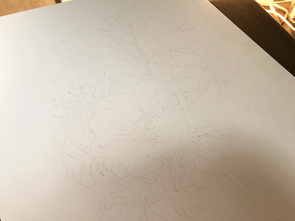 筆圧を弱めにしているので転写された線はうっすら